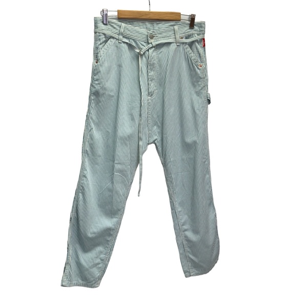 Denimist Carpenter Drop Pants 100% Cotton Blue Stripe Size 25 - Picture 5 of 12